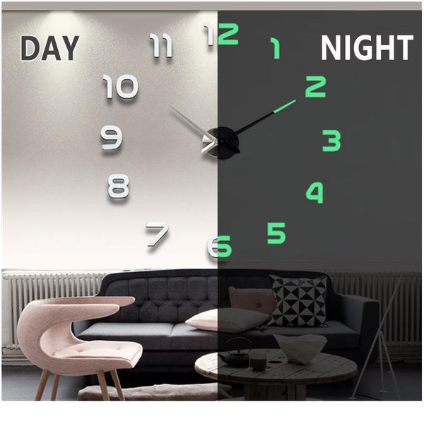 

2020 new wall clocks 3d diy clock acrylic mirror stickers home decoration living room quartz needle self adhesive hangi wmtswu