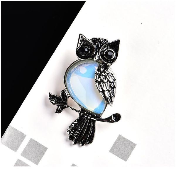 

1pc natural crystal mineral jewelry owl brooch noble fashion decoration diy gift female models brooch qylkyt, Black
