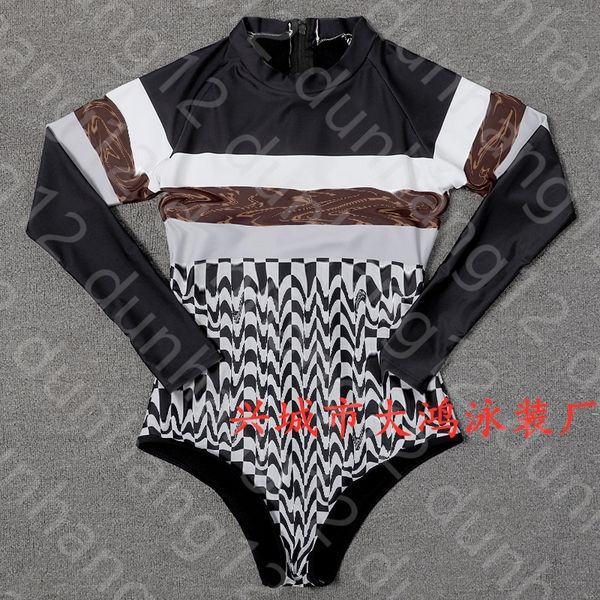 

new swimsuit bikini long sleeve sunscreen conservative printing popular one piece swimsuit brand, White;black