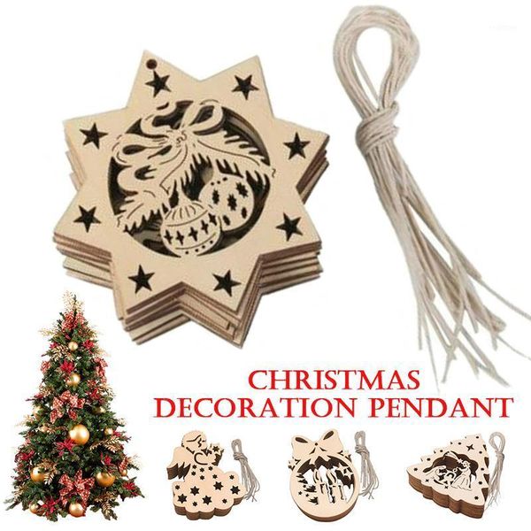 

6pcs sturdy style fashion wooden pendant holiday decoration christmas ornament letter pattern 10 pcs craft with rope home1