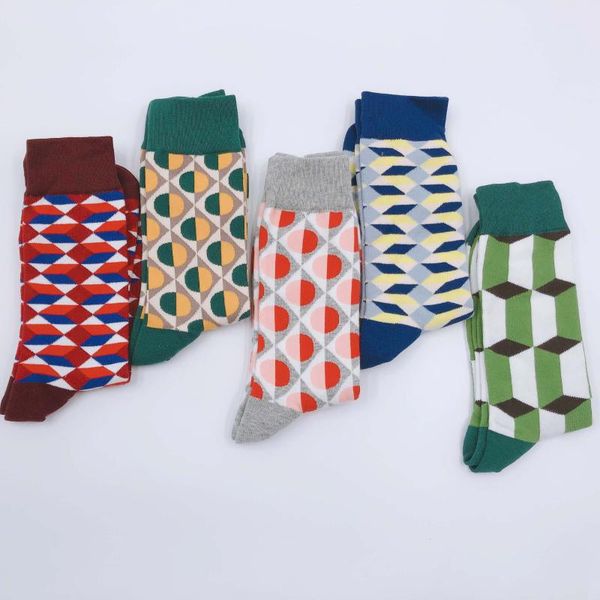 

5pairs lot pack men the new arrival british style gentleman tide socks fashion happy funny leisure lattice cotton socks, Black