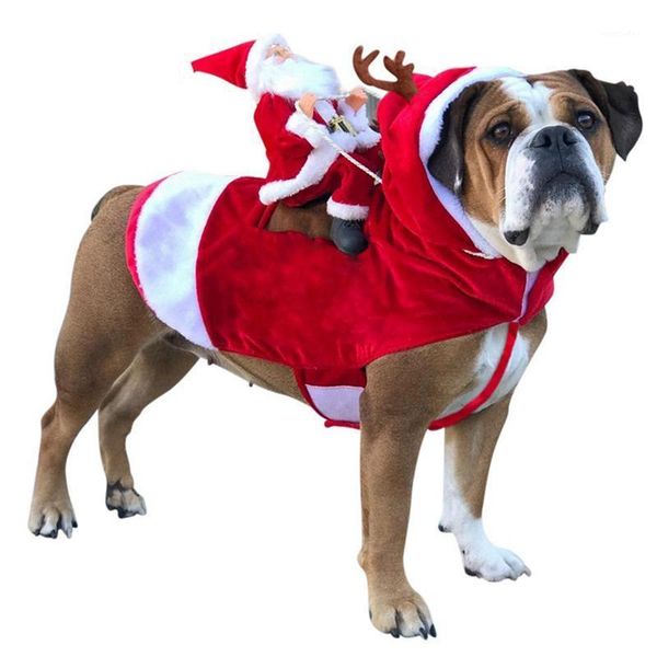 

dog apparel dogs santa cosplay outfit for xmas carnival pet costumes party dressing up clothing chrismas gift1