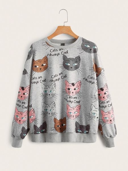 

emery rose cartoon & slogan print sweatshirt j5rv#, White;black