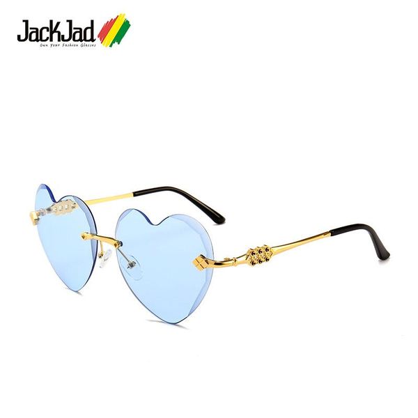 

sunglasses jackjad 2021 fashion women rimless style heart shape cool gradient brand design sun glasses feminino, White;black