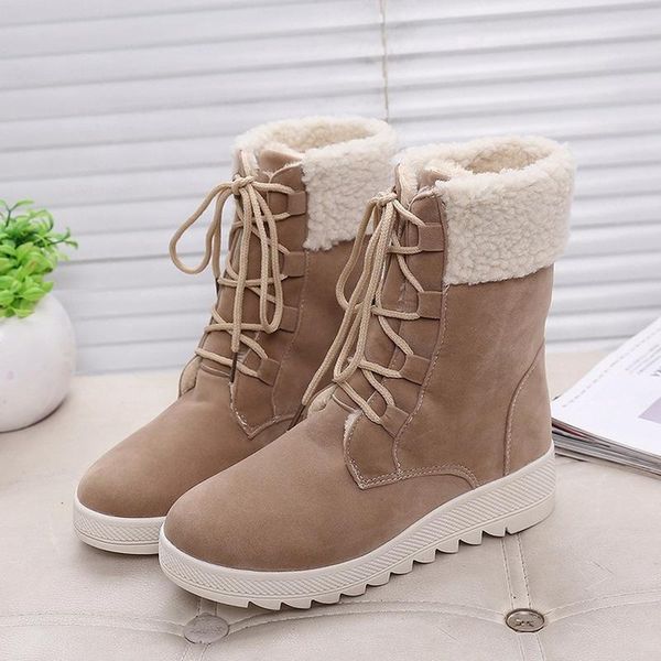 

women winter warm snow boots ladies warm booties ankle boot comfortable shoes casual women lace up ankle boots mid, Black