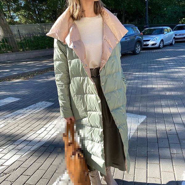 

katara two sided wear light parkas women fashion thin covered button coats women elegant long cotton jackets female ladies jmx1016, Black;brown