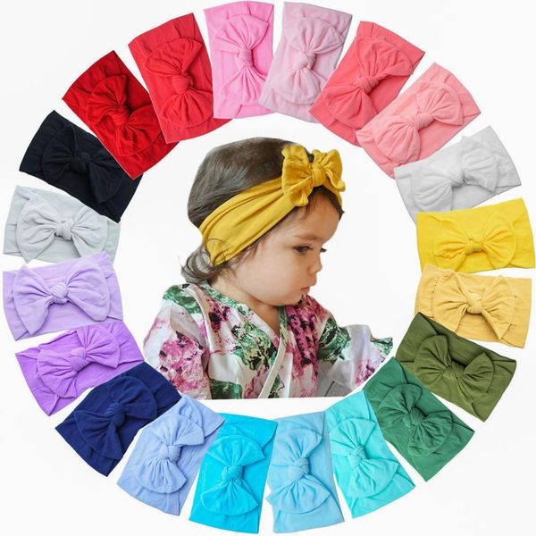 20 cores bebê nylon knotted headbands meninas grandes 4,5 polegadas arcos de cabelo cabeça envoltórios infantes toddlers hairbands lj201226