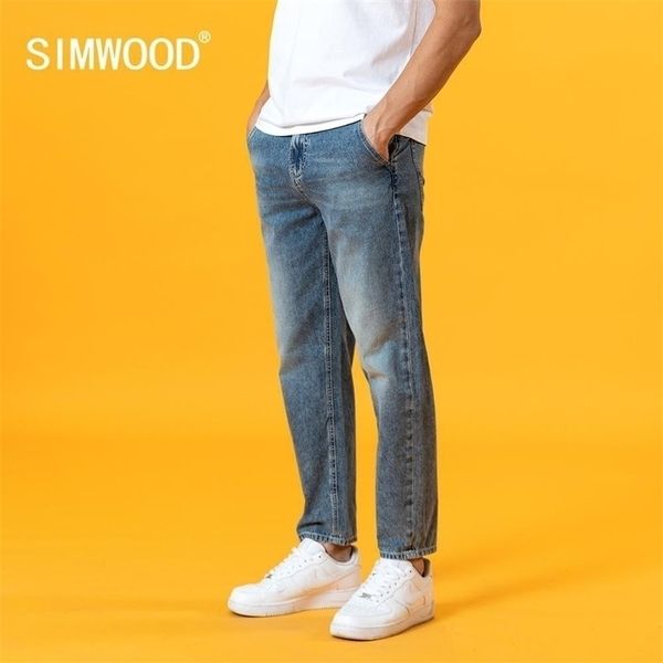 

simwood summer new jeans men loose tapered thin ankle-length dark washed plus size brand clothing sj130801 201111, Blue
