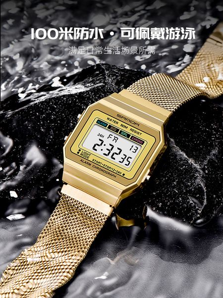 

ten years of ins multi function sports waterproof watch for batteries female small square electronic student trend