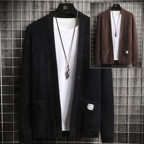 

2020 knitting cardigan male v-neck outer wear in the spring and autumn light fashion handsome recreational sweater, White;black