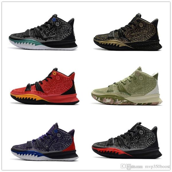 

new release kyrie 7 mens basketball shoes 7s bred blue shark irving mens trainers sports sneakers size 7-12