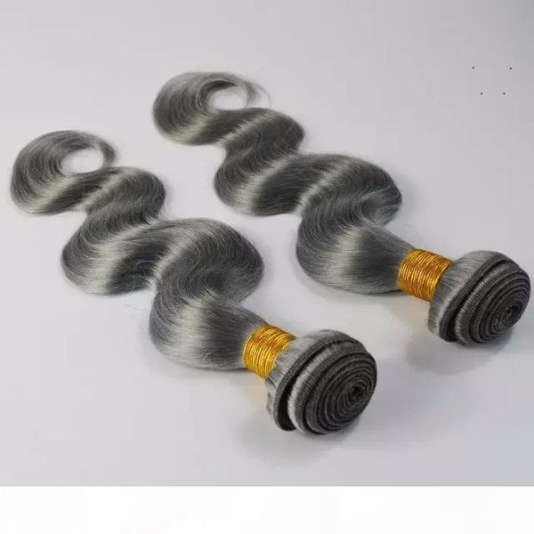 

brazilian fashion grey color body wave hair extensions 100% human hair weave 10-30 inchs unprocessed double weft hair weaving, Black