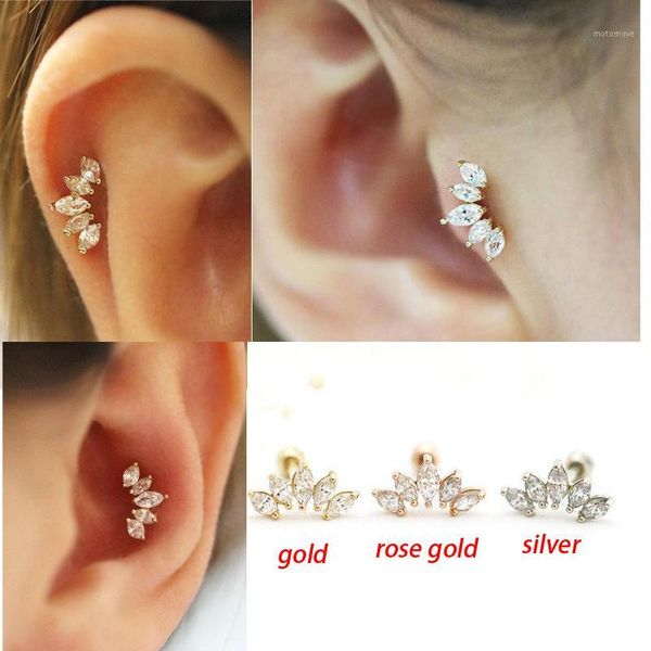 

other stainless steel cubic zircon crown cartilage tragus earring helix conch daith piercing jewelry1, Slivery;golden