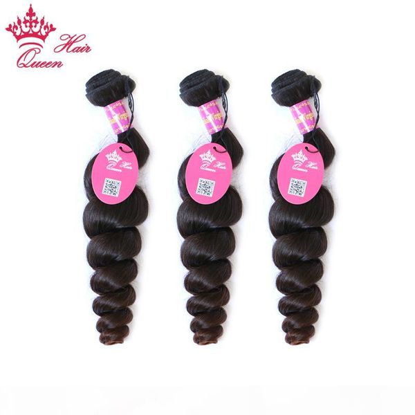 

queen hair mixed 3 pcs lot loose wave brazilian virgin hair extensions wholesale natural color tangle 12"-28, Black