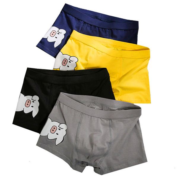 

autumn new men underpants cotton male shorts breathable cartoon cute pig underwear man fashion mens boxer brand