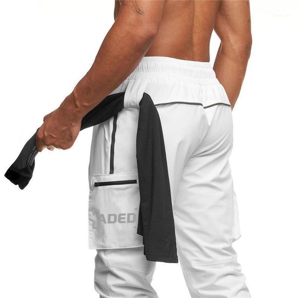 

running pants 2021 trendy jogging men fitness pocket workout sport for slim leisure1, Black;blue