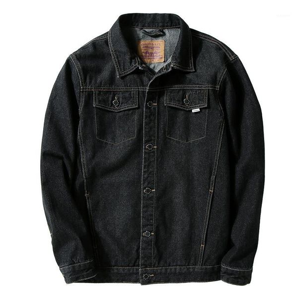 

plus size 7xl slim mens denim jacket solid casual men coat cowboy men's jean streetwear chaqueta hombre;ya0641, Black;brown