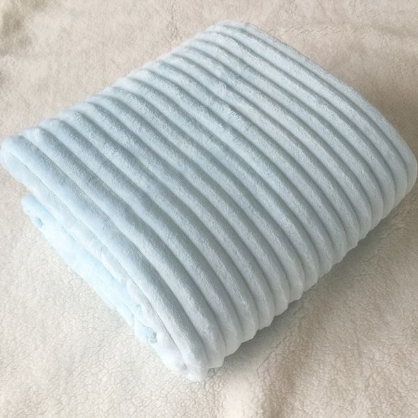 

export european and american thick solid color strip double layer lambswool flannel blanket autumn and winter warm cover leg sofa blanket bl