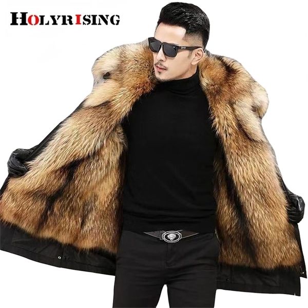 

winter parka men's thick cotton coat men big fake fur raccoon hooded coat to keep warm for russian winter 19257 201114, Black