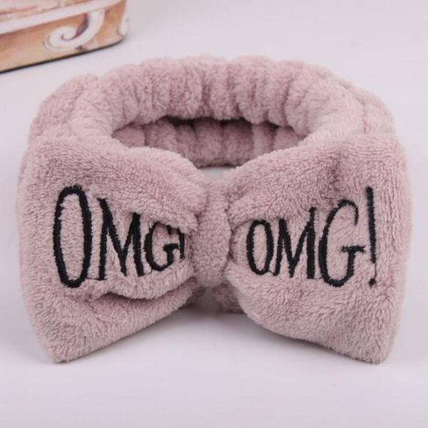 

new letter omg coral fleece wash face women's hairbands cute bow elastic makeup turban girls soft headbands hair accessories q bbyqnj