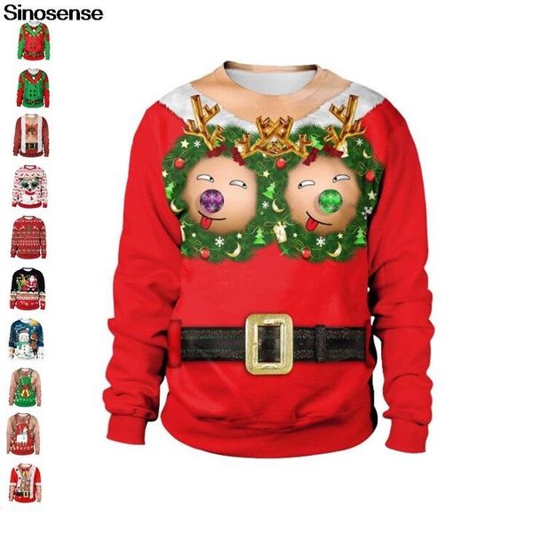 

men's sweaters ugly christmas sweater 3d funny design pullover sweatshirt for xmas holiday party 2021 autumn winter jumper, White;black