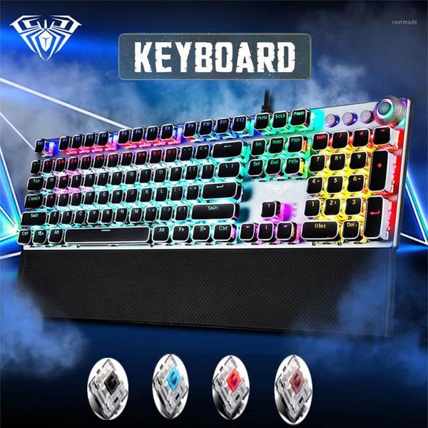 

game mechanical keyboard104 keys black/blue /brown/red switch led backlit anti-ghosting usb multimedia wired gaming keyboard1