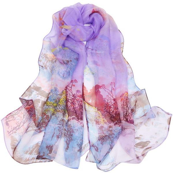 

scarves fashion women printed scarf ink painting beach pareos bandanas thin shawl rural scarfs for ladies foulard femme, Blue;gray