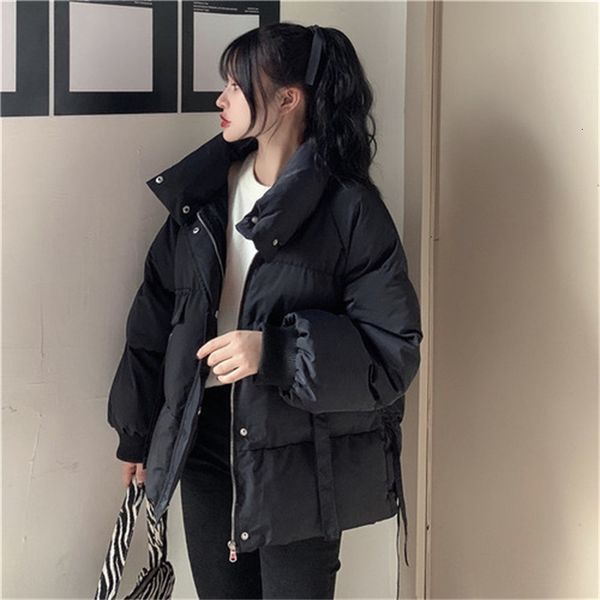 

2021 new female mode parkas oversized solid batwing sleeves feminine jackets down korean style thicken puff jacket winter e026, Black