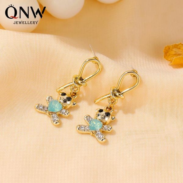 

new korean fashion cute little bear animal personality knot loving earrings, Golden;silver