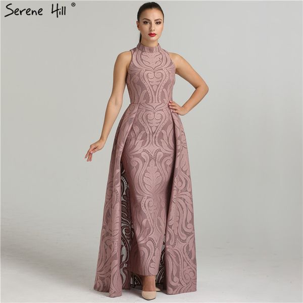 Moda sirena collo alto abiti da sera formale foto reale senza maniche abiti da sera delle donne sexy 2020 Serene Hill LJ201120