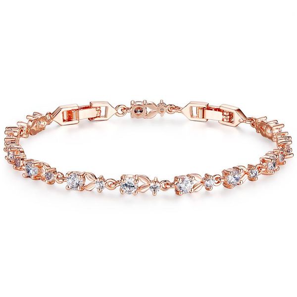 

disiniya 6 colors luxury rose gold color chain link bracelet for women ladies shining cubic zircon crystal jewelry sjib00013, Black