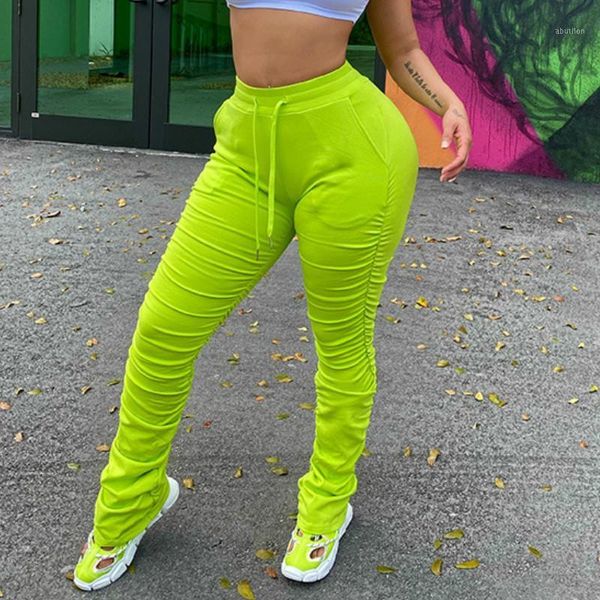 

women's pants & capris autumn women fashion pleated legging stacked sporty sweatpants drawstring pockets long sweat pencil trousers g18, Black;white