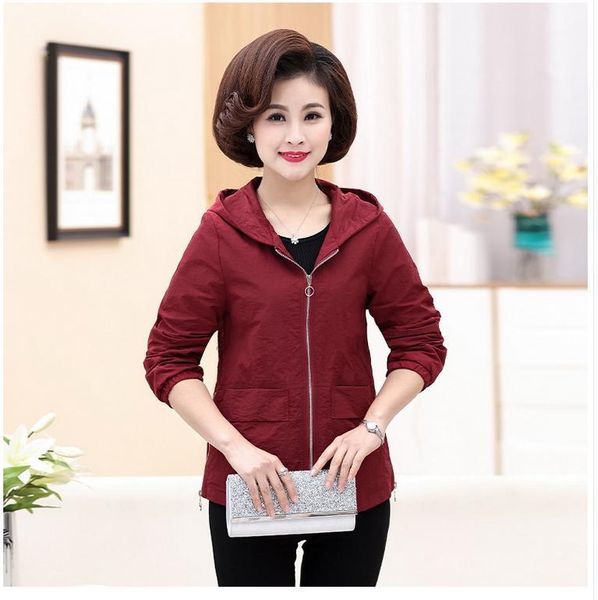 

middle aged women autumn new hooded jacket embroidered jacket coat plus size high-quality zipper outerwear & coats t2711, Black;brown