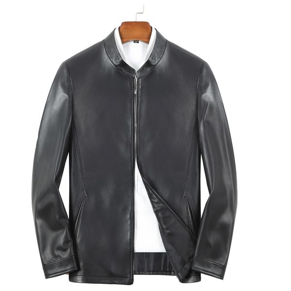 

2020 new french titanium men's autumn round neck slim fit korean fashion handsome coat pu leather jacket man
