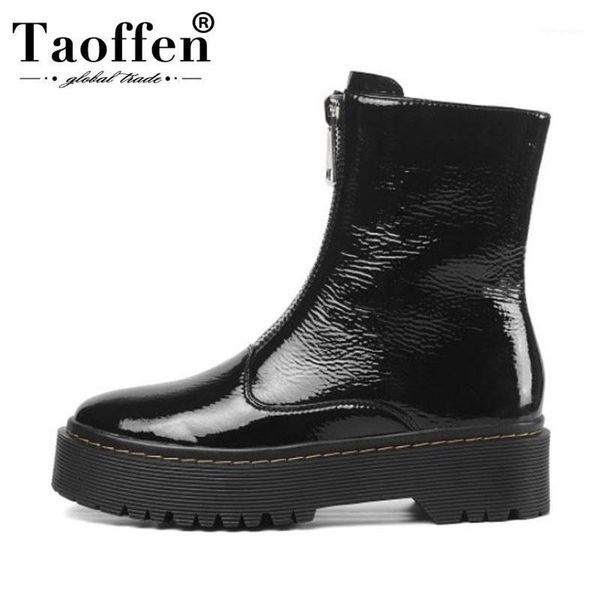 

boots taoffen fashion thick sole ankle young women zipper winter warm casual shoes party footwear size 34-401, Black