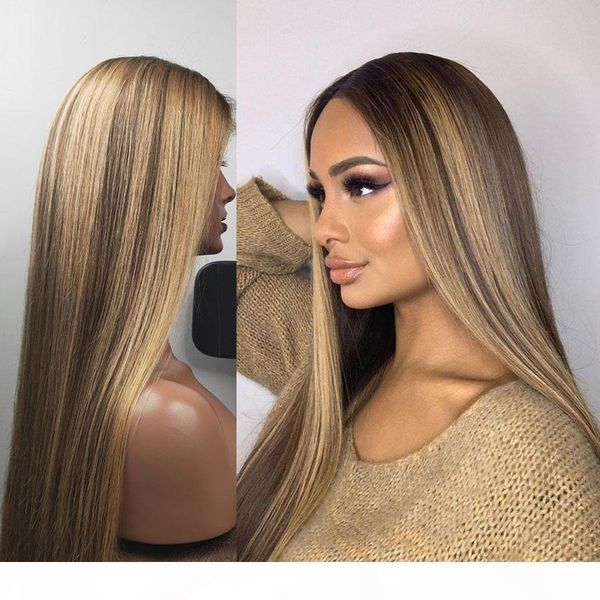 

ombre blonde highlights 13x6 lace front human hair wigs with baby hair brazilian full lace wigs 360 lace frontal natural hairline, Black