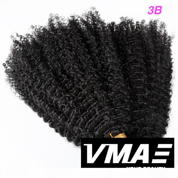 

vmae malaysian tangle remy virgin tape in 3a 3b 3c kinky curly 100g natural color single donor real human hair extensions, Black