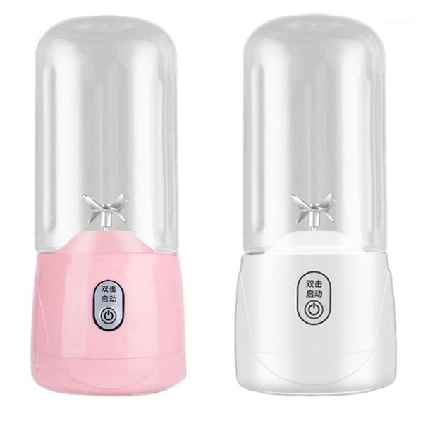 

juicers 2pcs 6 blades juicer usb rechargeable smoothie blender machine mixer juice cup maker fast blenders - pink & white1
