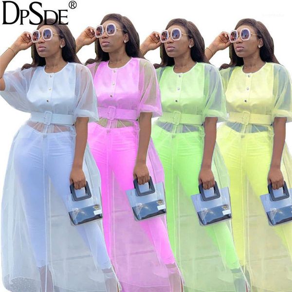 

dpsde 2020 women fashion reduction of age casual style long outwear short sleeve round collar pure color long outwear1, Black;brown