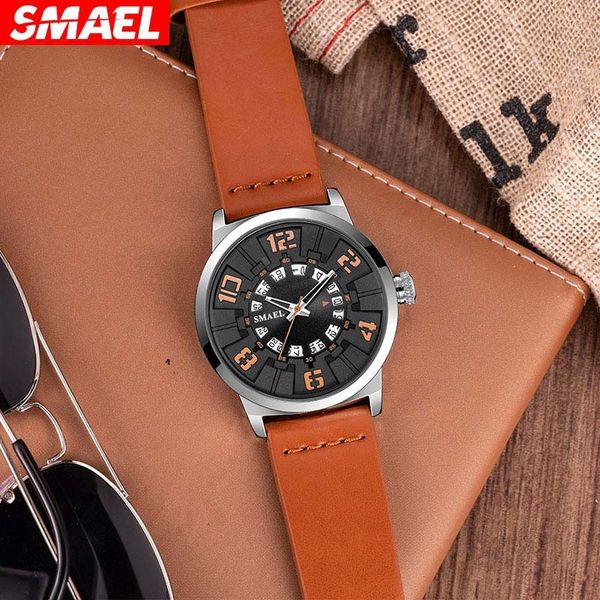 

new smael smer trend men's watch multi function outdoor waterproof luminous calendar quartz watch, Slivery;brown