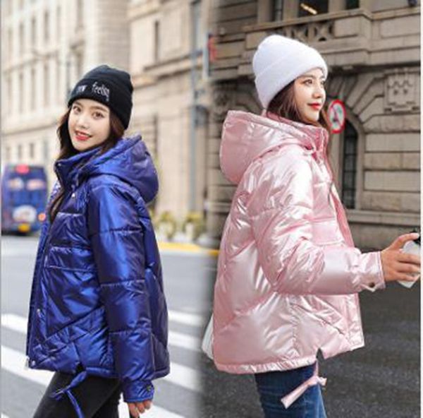 

wholesale women's winter clothes new short bread coat shiny down padded jacket, Black