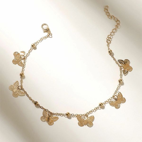 

selling hollow out butterfly pendant round bead chain anklet beach anklet wedding jewelry, Red;blue