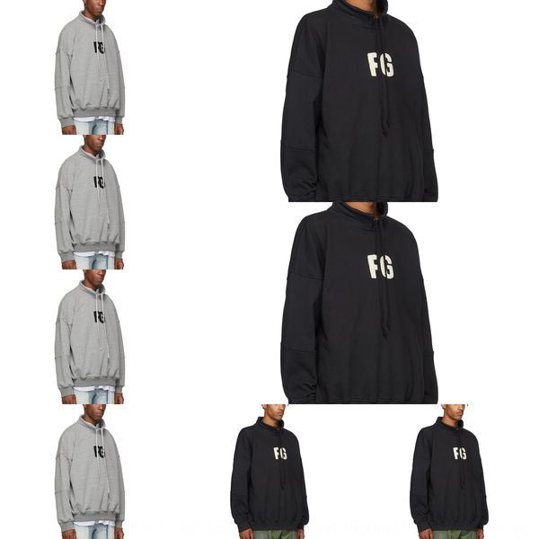 

износ бога тумана шею сладкий богатой вышивкой «fg» stand вышитые рубашки свитер рубашку инг воротник свитера для мужчин и женщин yjc1f, Black