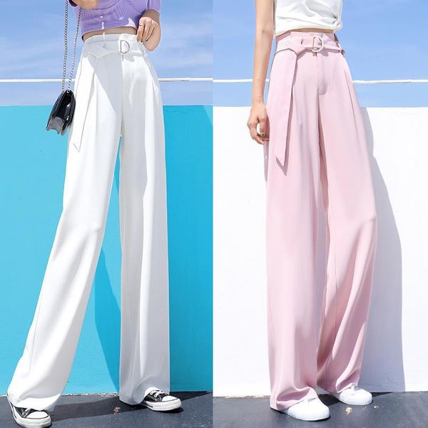

suit wide-legged pants women high waist drop feeling tall straight pants loose casual drag pants, Black;white