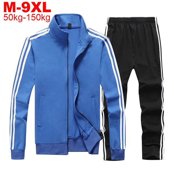 

men's tracksuit extra large size 9xl men's sets autumn winter 2 pieces sweatsuit men plus size jacket pants track suits male 20112, Gray