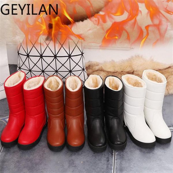 

кожа снега сапоги женская обувь плюшевые утолщение клинья хлопок походные обувь 2020 новый non-slip водонепроницаемый женщина зима boots, Black