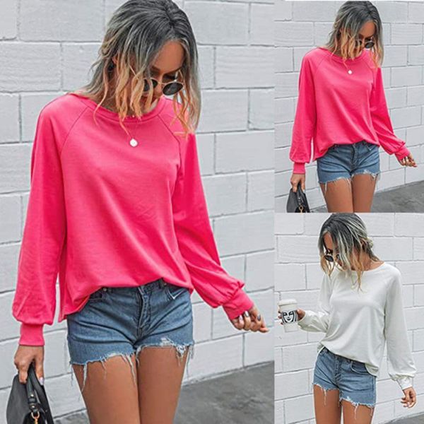 

2020 new arrival women blouse casual long shirt women solid o-neck sweatshirts star pullvoer long sleeve shirt1, White