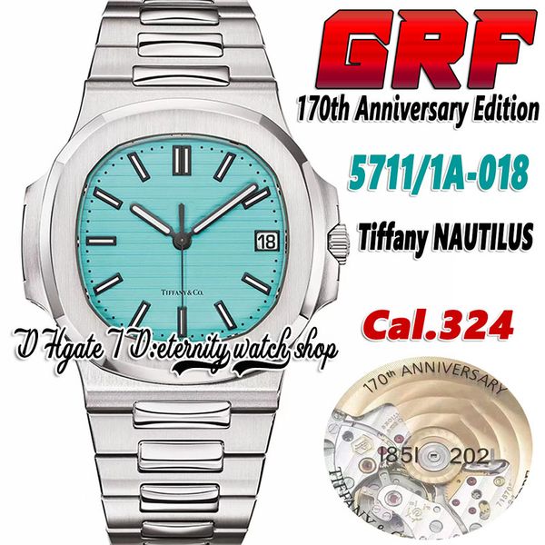 

2022 grf 5711/1a-018 cal.324sc a324 automatic mens watch tiffan9 blue textured dial ss stainless bracelet joint 1851-2021 170th anniversary, Slivery;brown