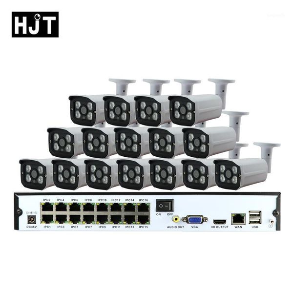 

hjt 16ch nvr poe kit ip camera outdoor waterproof security h.265 5mp cctv camera onvif 2.11
