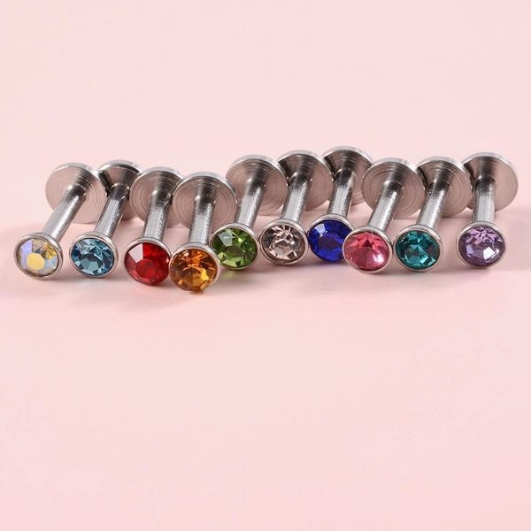 

4pcs cz gem labret 316l surgical steel internally threaded zircon lip ring crystal ear tragus cartilage earring piercing 16g q jllddt, Silver